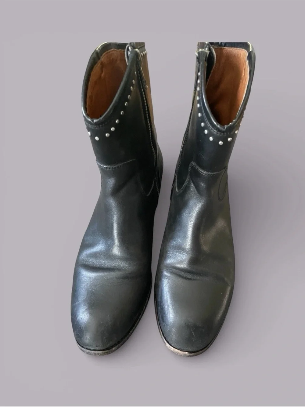 Frye Melissa Black Studded Leather Ankle Booties 7 B